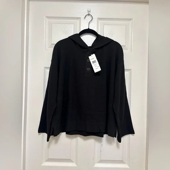 NWT EILEEN FISHER Waffle Cotton Blend Doubleknit Hooded Top - Picture 6 of 10